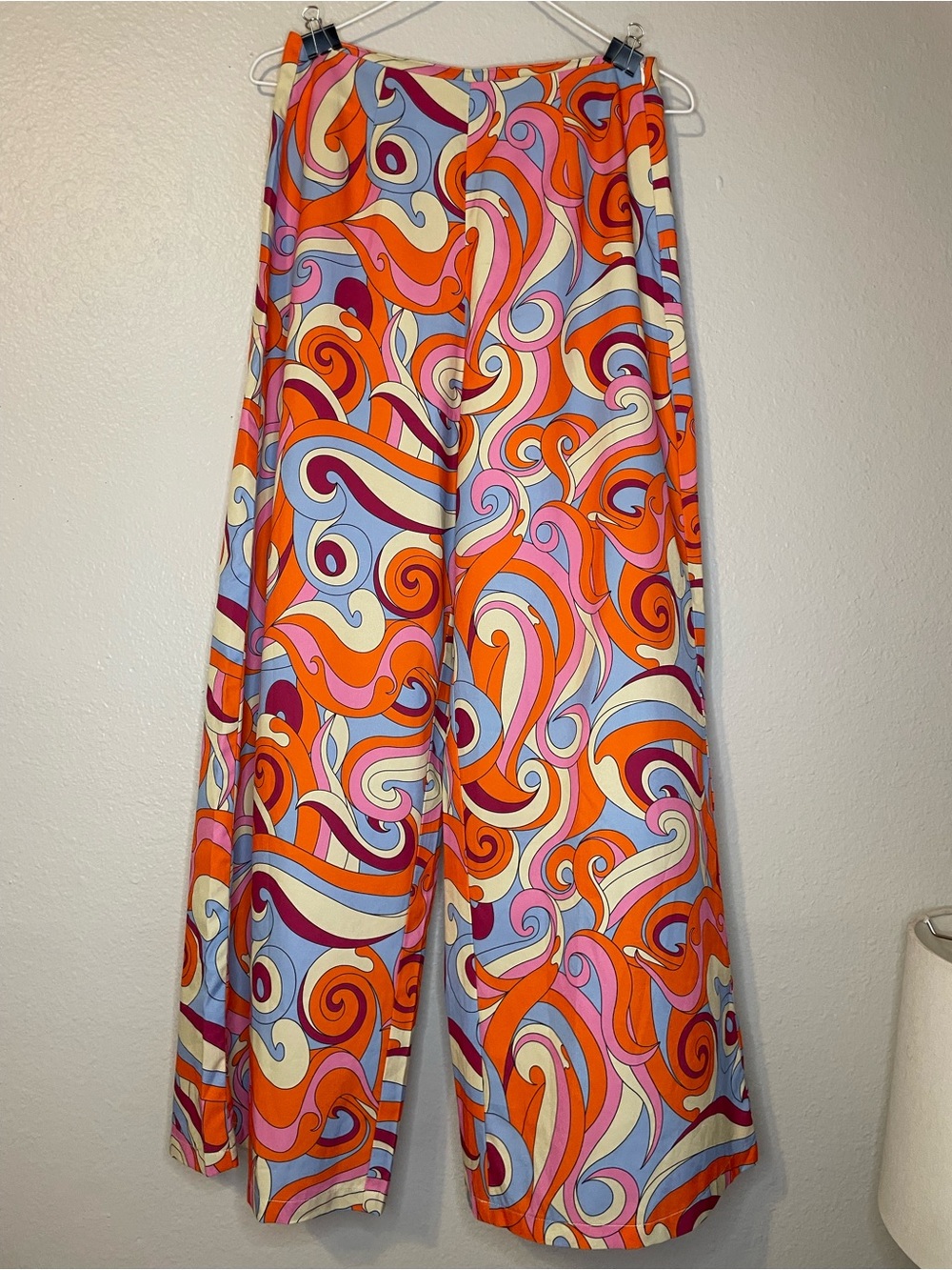 Cider Retro Swirl Wide-Leg Palazzo Pants in Orange Multi